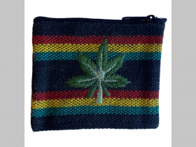 Rastafari - Ganja peňaženka na mince vyrobená z konopného vlákna  Veľkosť: Dĺžka 10 cm x výška 9 cm x hĺbka 1 cm   Materiál: 100% konopné vlákno